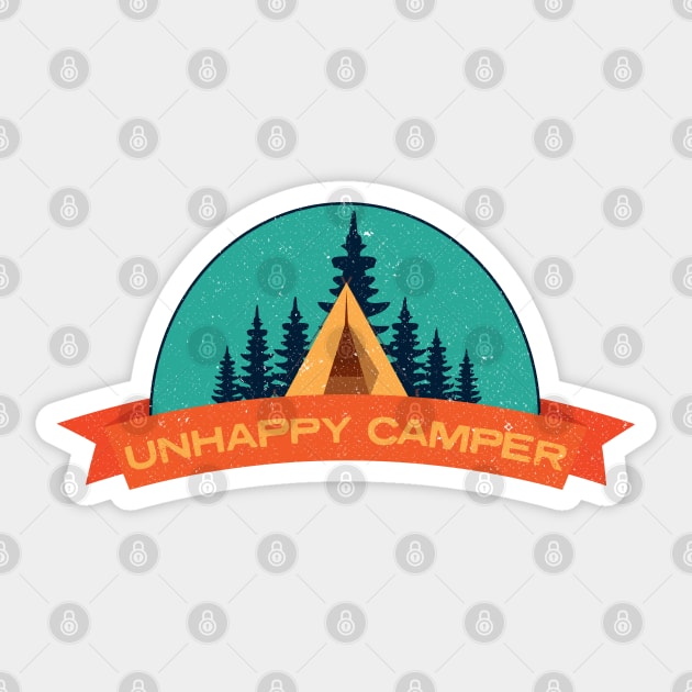 Unhappy Camper Funny Slogan Sticker by Commykaze